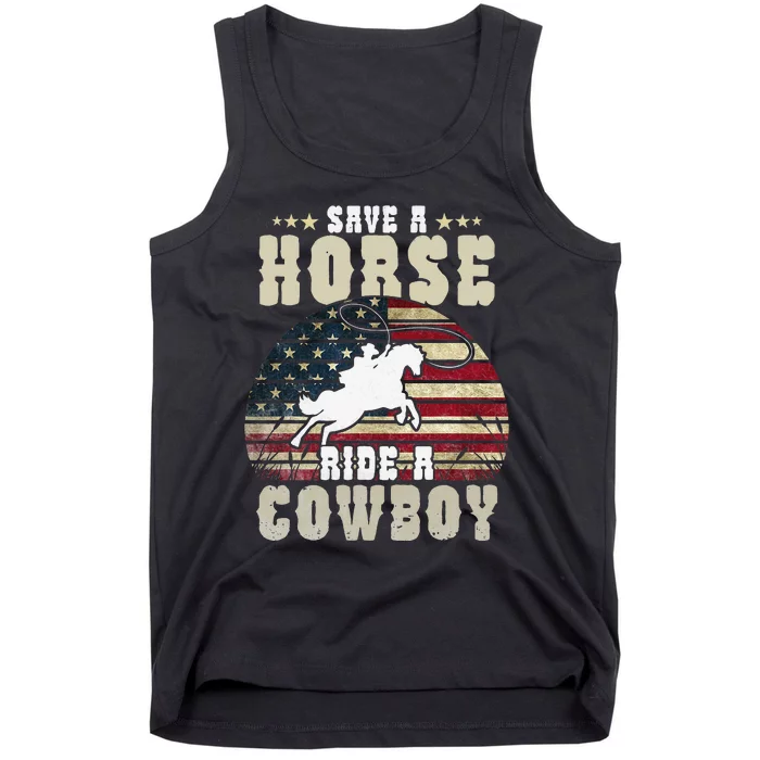 Save a Horse Ride a Cow Funny Horse Riding Cowboys Tank Top