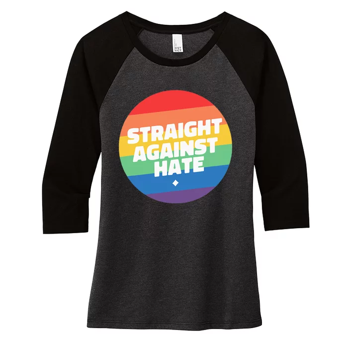 Straight Against Hate Cute Lgbtq Women's Tri-Blend 3/4-Sleeve Raglan Shirt