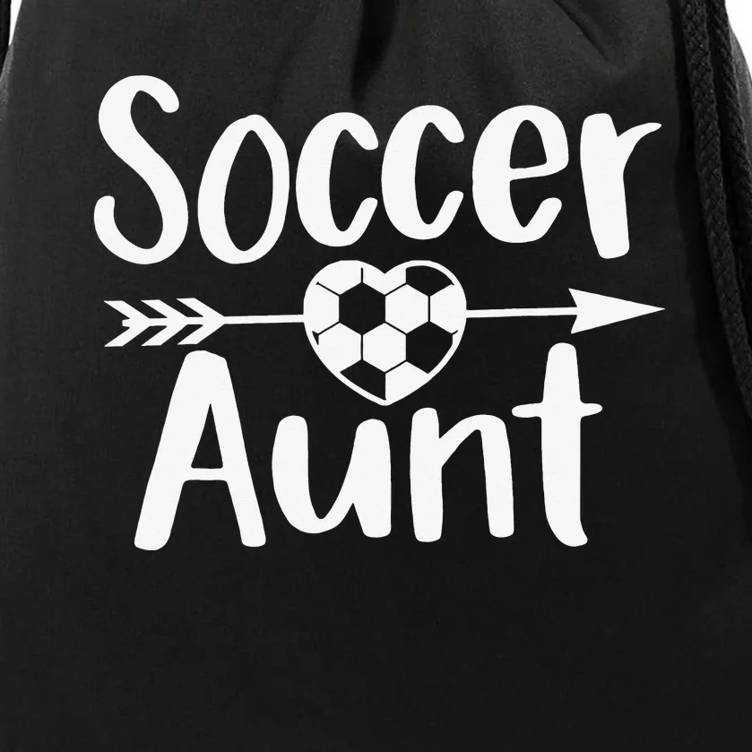 Soccer Aunt Heart Sport Lover Auntie Mother's Day Drawstring Bag