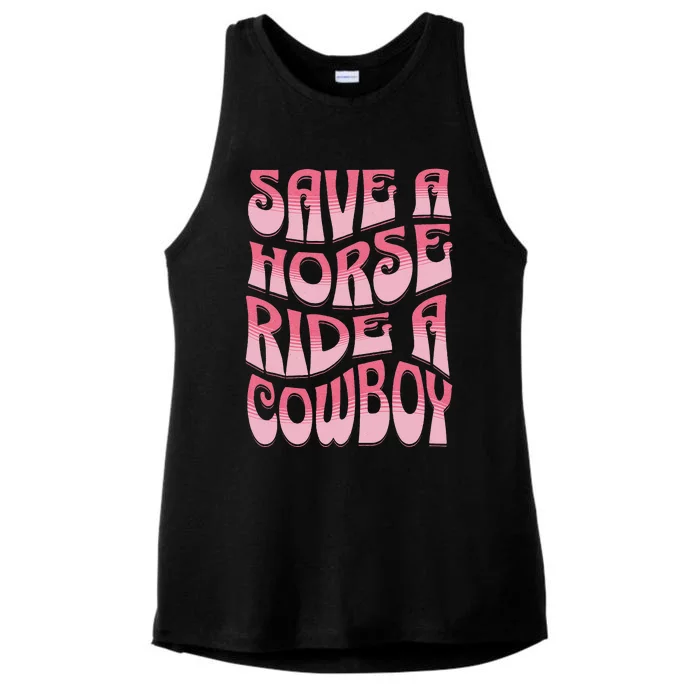 Save A Horse Ride A Cowboy Rodeo Apparel Horseback Riding Ladies Tri-Blend Wicking Tank