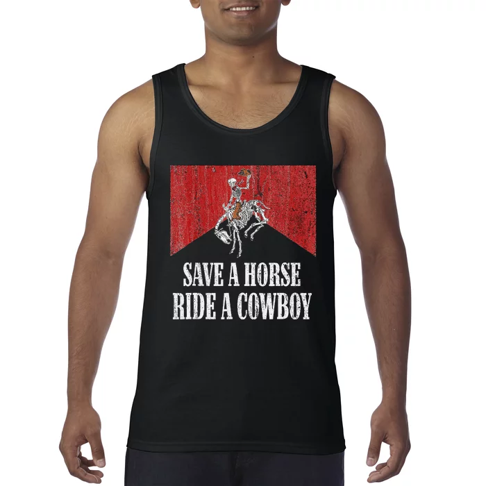 Save A Horse Ride A Cowboy Western Country Funny Tank Top