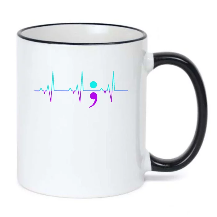 Suicide Awareness Heartbeat Happy Ribbon Support Black Color Changing Mug