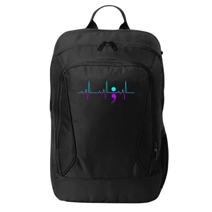 Suicide Awareness Heartbeat Happy Ribbon Support City Backpack