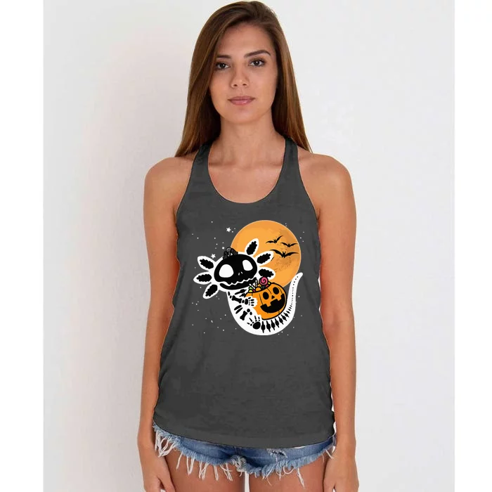 Spooky Axolotl Halloween Decor Women's Knotted Racerback Tank