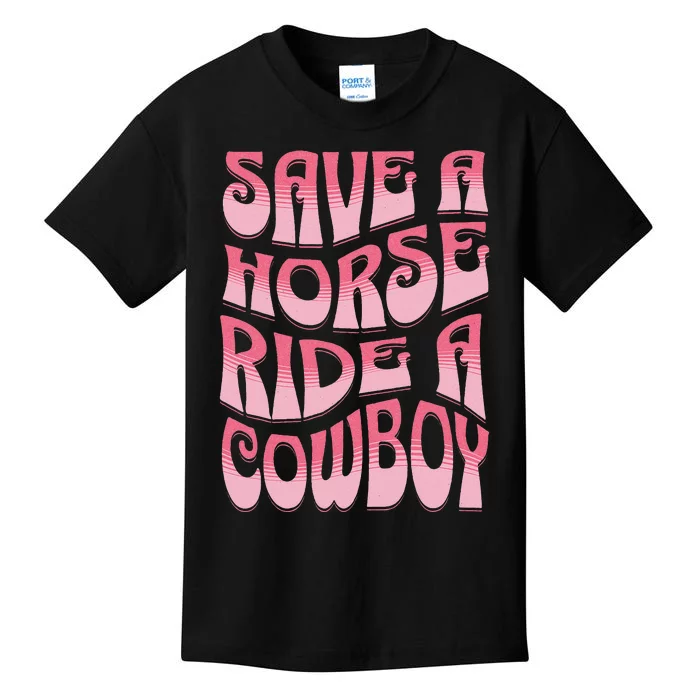 Save A Horse Ride A Cow Rodeo Apparel Horseback Riding Kids T-Shirt