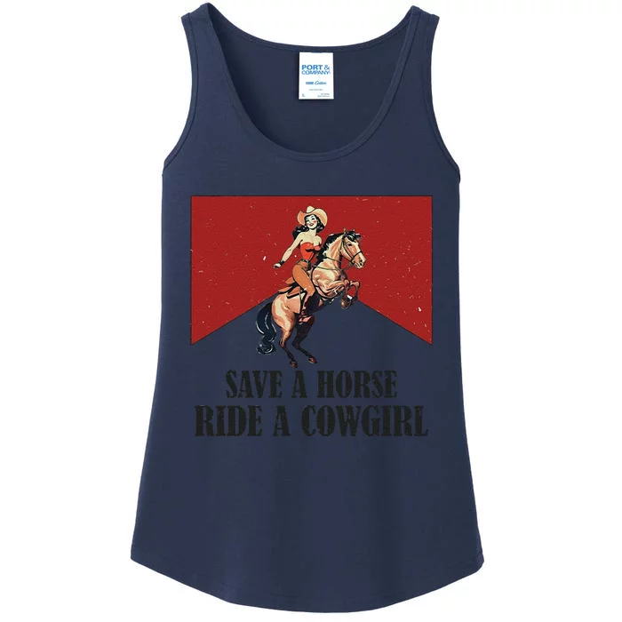 Save A Horse Ride A Cowgirl Ladies Essential Tank