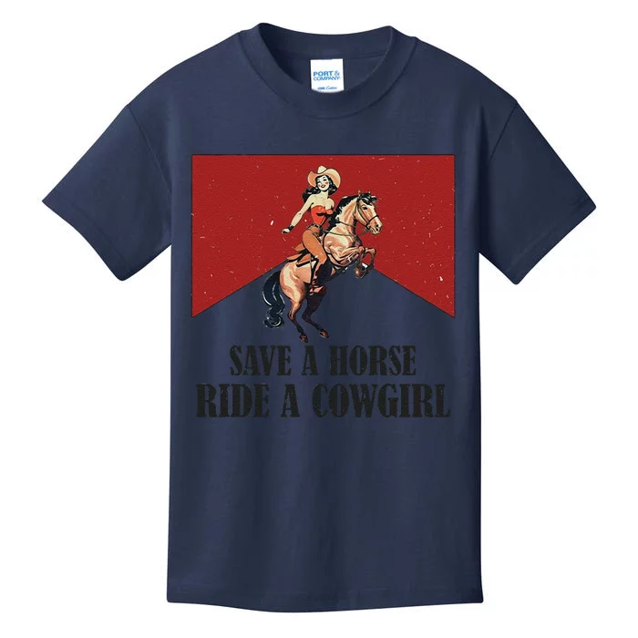 Save A Horse Ride A Cowgirl Kids T-Shirt