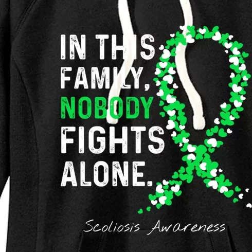 Scoliosis Awareness In This Family Nobody Fights Alone Gift Women's Fleece Hoodie