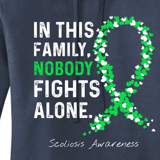 Scoliosis Awareness In This Family Nobody Fights Alone Gift Women's Pullover Hoodie