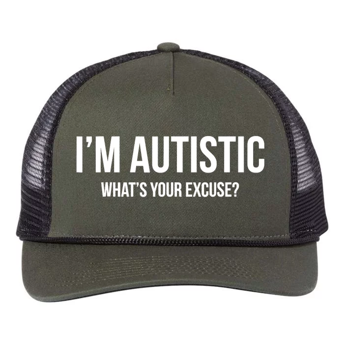 Sarcastic Autism - I'm Autistic, What's Your Excuse Retro Rope Trucker Hat Cap