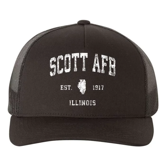 Scott Afb Illinois Il Vintage Athletic Sports Design Yupoong Adult 5-Panel Trucker Hat