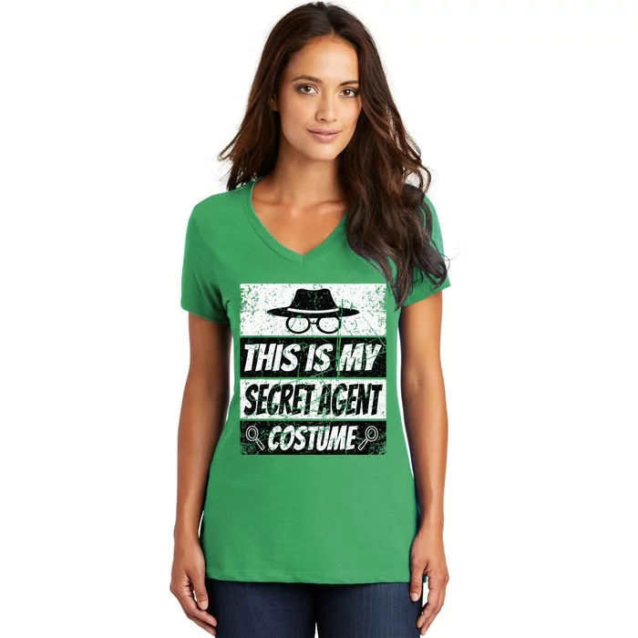 Secret Agent Inspector Spy Costume Retro Spy Women's V-Neck T-Shirt