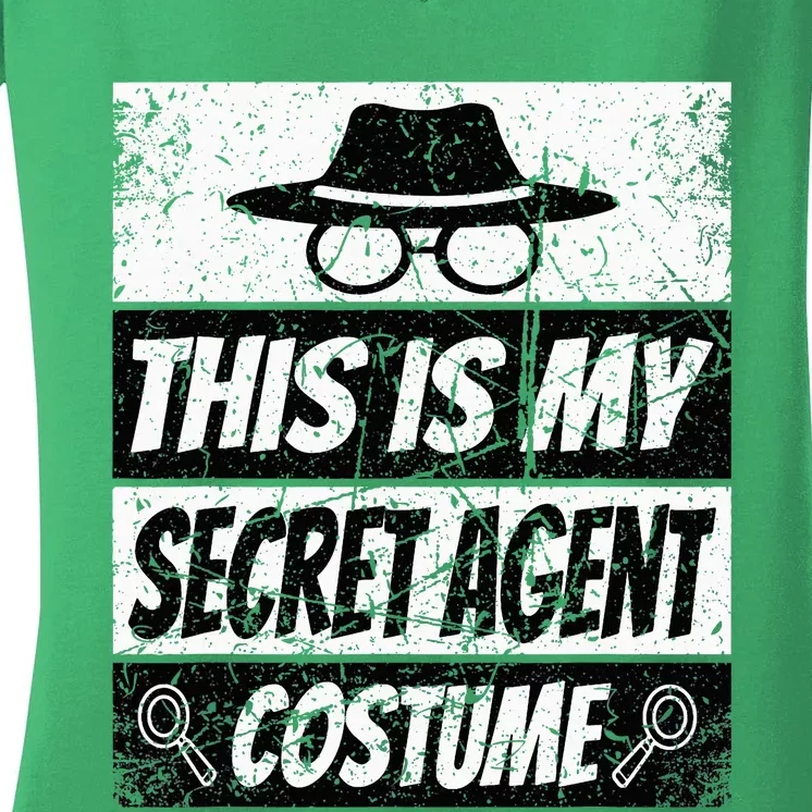 Secret Agent Inspector Spy Costume Retro Spy Women's V-Neck T-Shirt