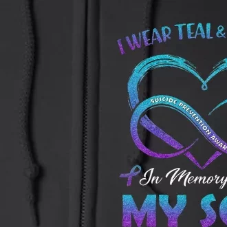 Suicide Awareness I Wear Teal & Purple In Memory Of My Son Full Zip Hoodie