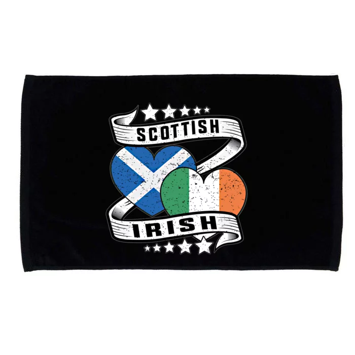 Scottish And Irish Flag Great Gift Half Scottish Half Irish Flag Cool Gift Microfiber Hand Towel