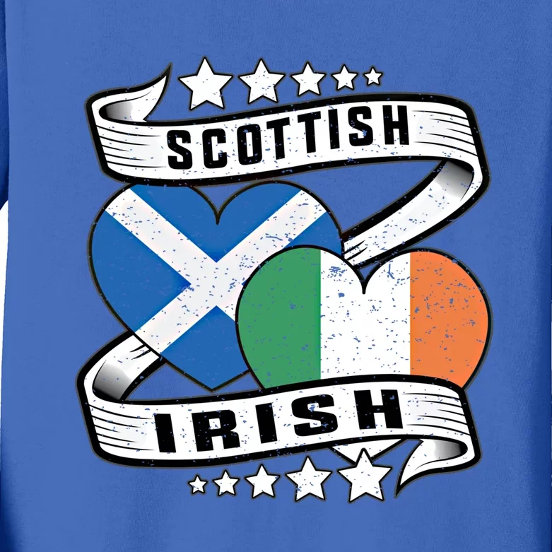 Scottish And Irish Flag Great Gift Half Scottish Half Irish Flag Cool Gift Kids Long Sleeve Shirt