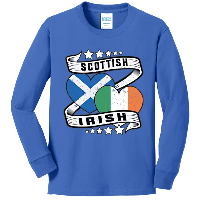 Scottish And Irish Flag Great Gift Half Scottish Half Irish Flag Cool Gift Kids Long Sleeve Shirt