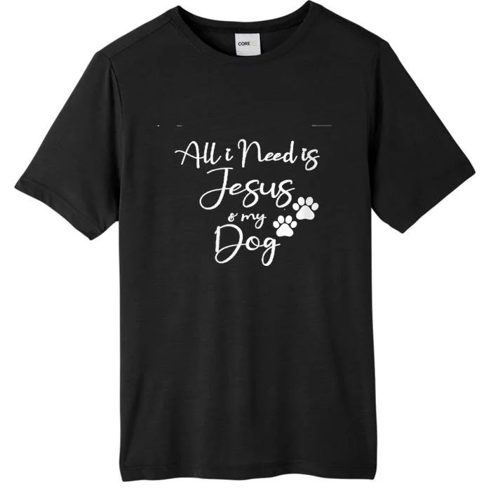 S All I Need Is Jesus And My Dog Christian Faith Doggie Lover V Neck ChromaSoft Performance T-Shirt