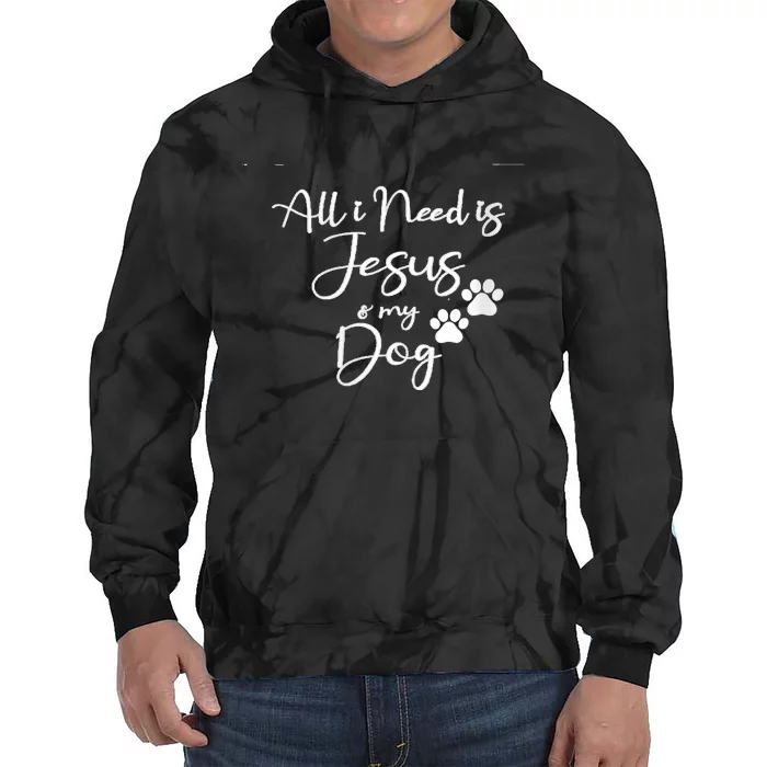 S All I Need Is Jesus And My Dog Christian Faith Doggie Lover V Neck Tie Dye Hoodie