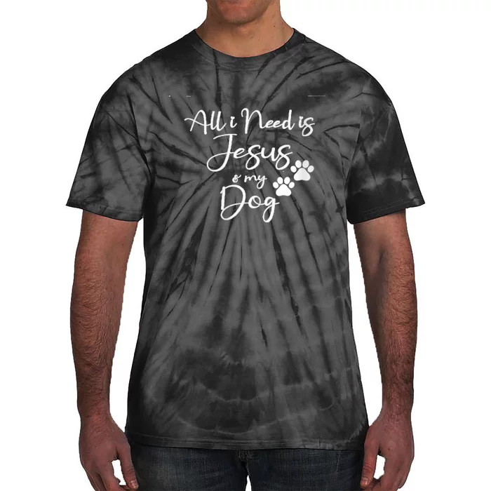 S All I Need Is Jesus And My Dog Christian Faith Doggie Lover V Neck Tie-Dye T-Shirt