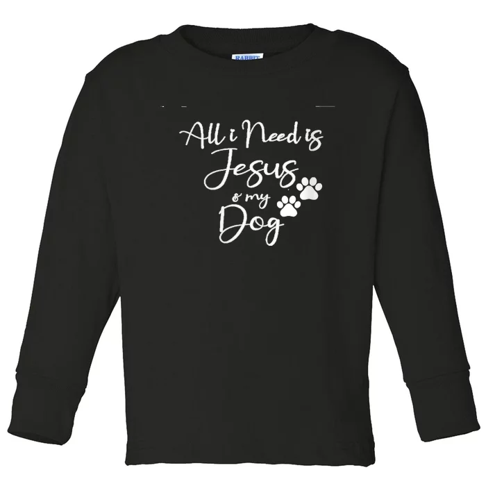 S All I Need Is Jesus And My Dog Christian Faith Doggie Lover V Neck Toddler Long Sleeve Shirt