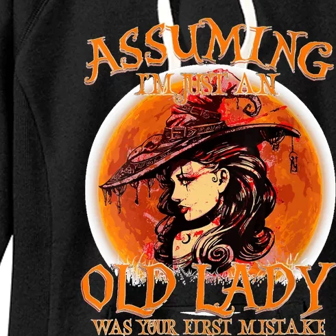 S Assuming IM Just An Old Lady Was Your First Mistake V Neck Women's Fleece Hoodie