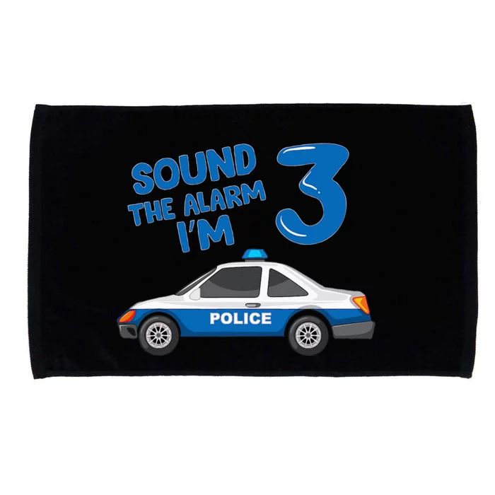 Sound Alarm Im 3 Birthday Boy Police Car Party Gift Microfiber Hand Towel