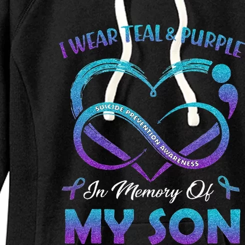 Suicide Awareness I Wear Teal & Purple In Memory Of My Son Women's Fleece Hoodie