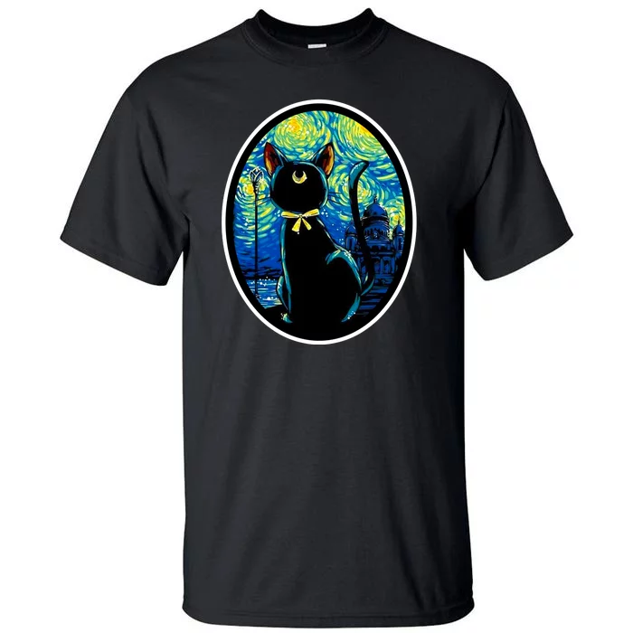 Sailor Moon Cat Starry Night Van Gogh Tall T-Shirt