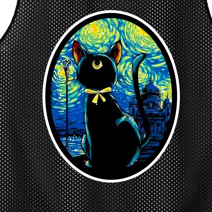 Sailor Moon Cat Starry Night Van Gogh Mesh Reversible Basketball Jersey Tank