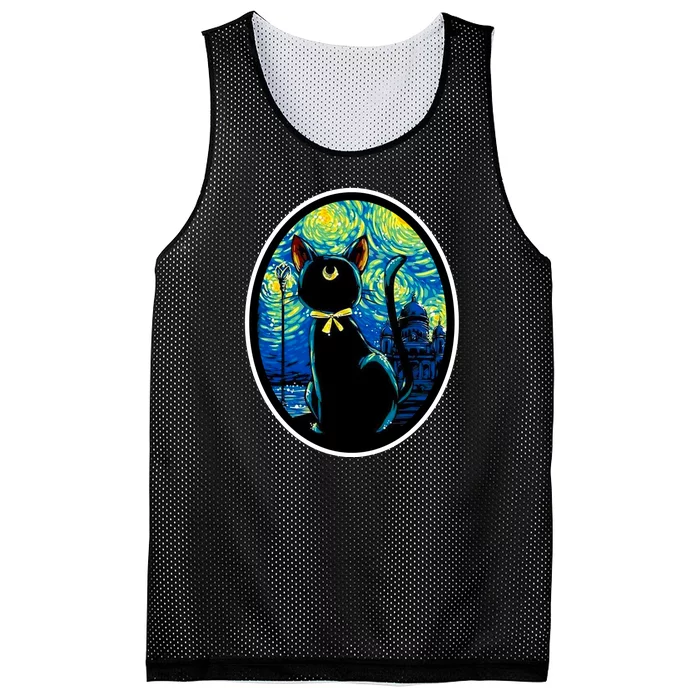 Sailor Moon Cat Starry Night Van Gogh Mesh Reversible Basketball Jersey Tank