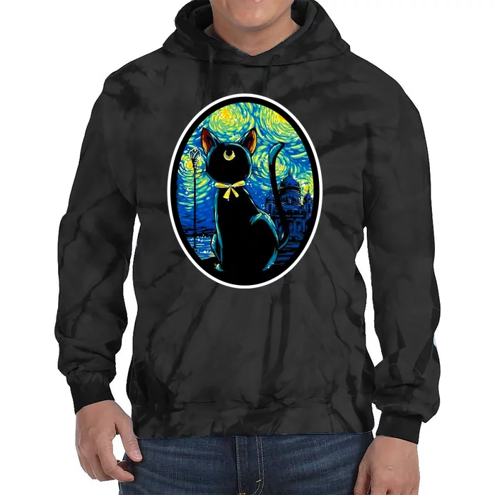 Sailor Moon Cat Starry Night Van Gogh Tie Dye Hoodie