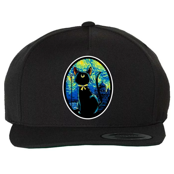 Sailor Moon Cat Starry Night Van Gogh Wool Snapback Cap