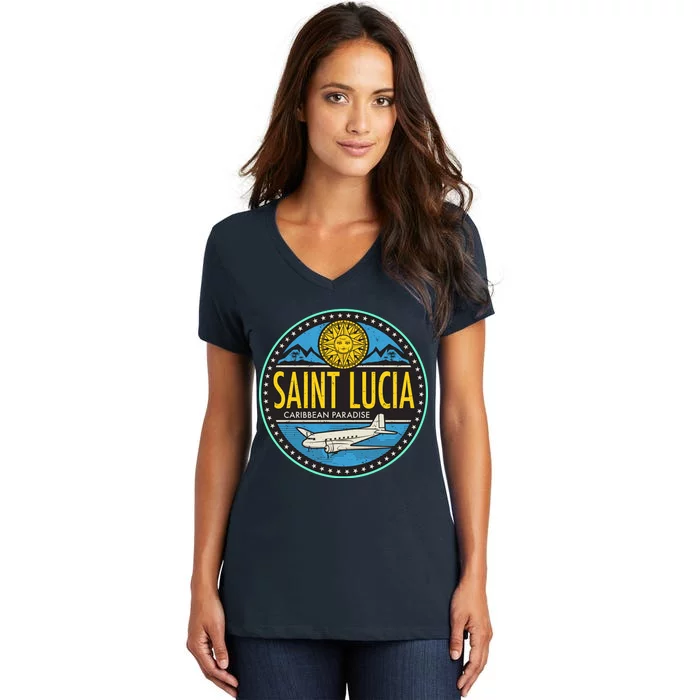 Saint Lucia Caribbean Paradise Women's V-Neck T-Shirt