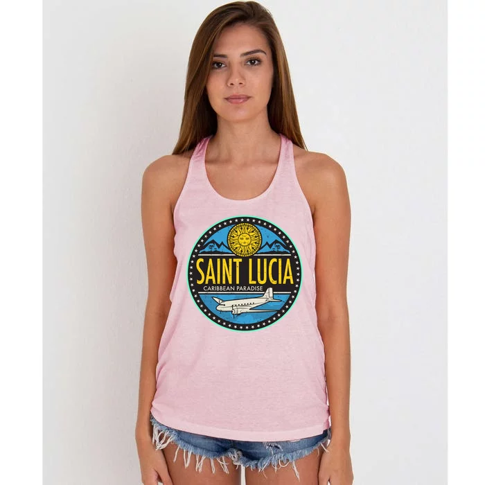 Saint Lucia Caribbean Paradise Women's Knotted Racerback Tank