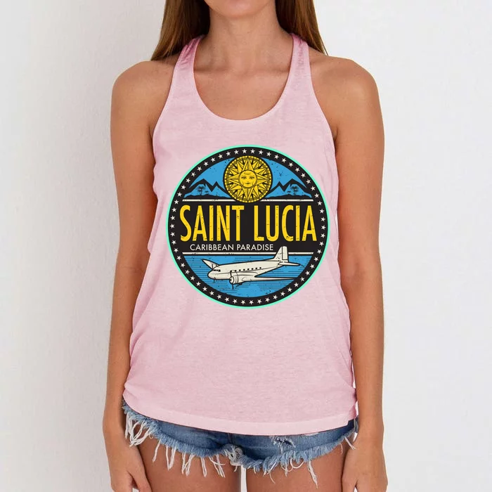 Saint Lucia Caribbean Paradise Women's Knotted Racerback Tank