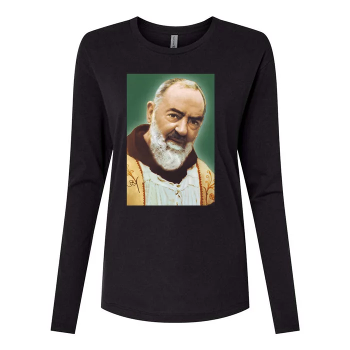 Saint Padre Pio Art Womens Cotton Relaxed Long Sleeve T-Shirt