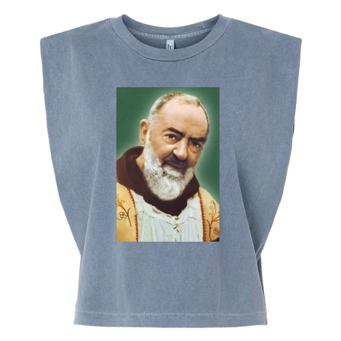 Saint Padre Pio Art Garment-Dyed Women's Muscle Tee