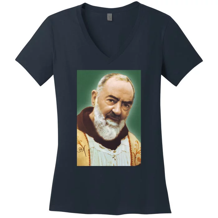 Saint Padre Pio Art Women's V-Neck T-Shirt