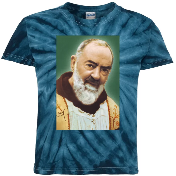 Saint Padre Pio Art Kids Tie-Dye T-Shirt