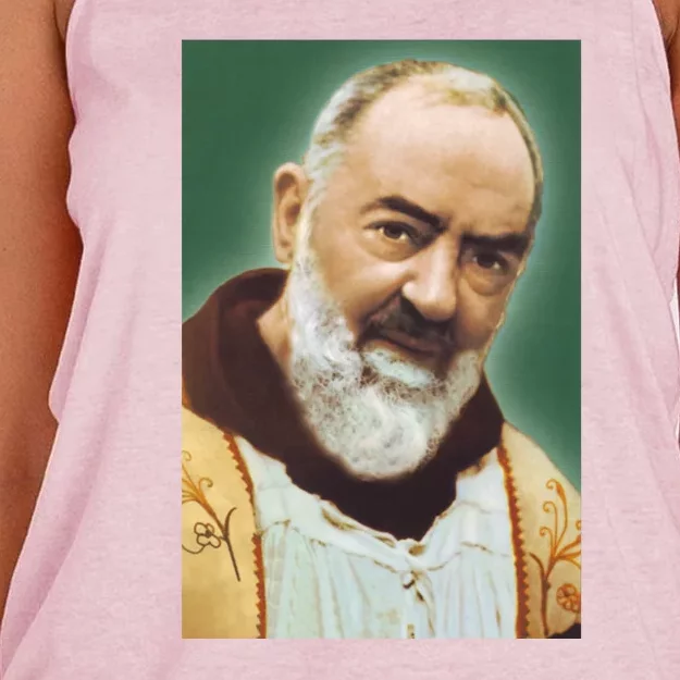 Saint Padre Pio Art Women's Knotted Racerback Tank