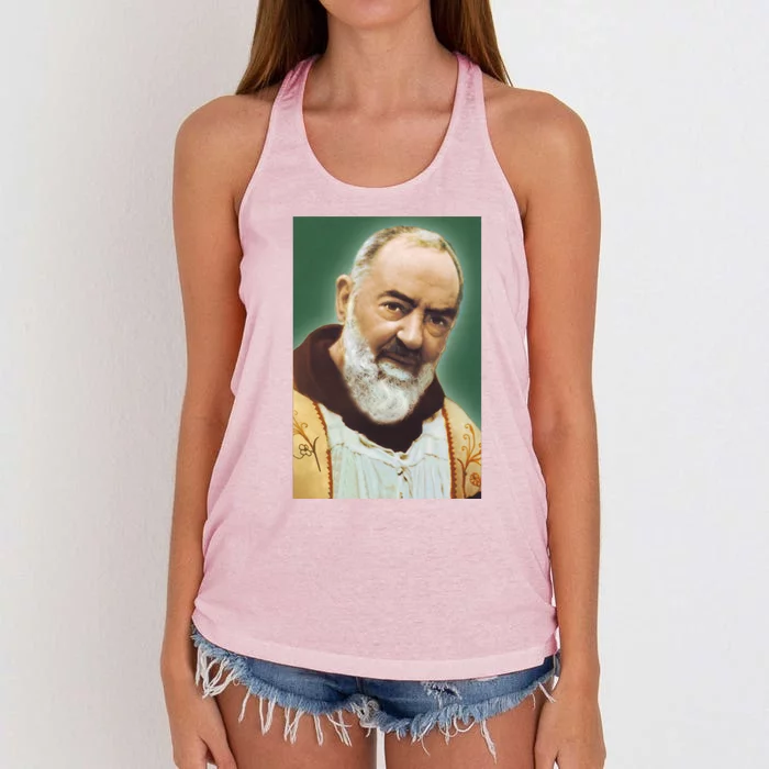 Saint Padre Pio Art Women's Knotted Racerback Tank