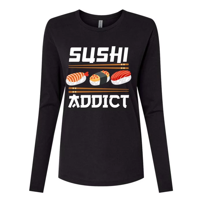 Sushi Addict Japanese Food Sushi Lover Gift Womens Cotton Relaxed Long Sleeve T-Shirt