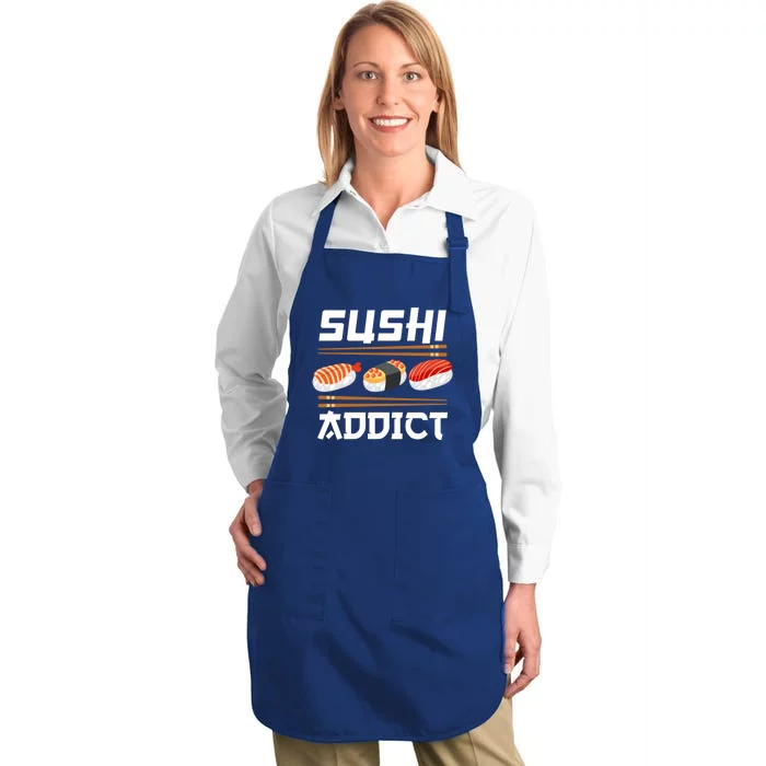 Sushi Addict Japanese Food Sushi Lover Gift Full-Length Apron With Pocket