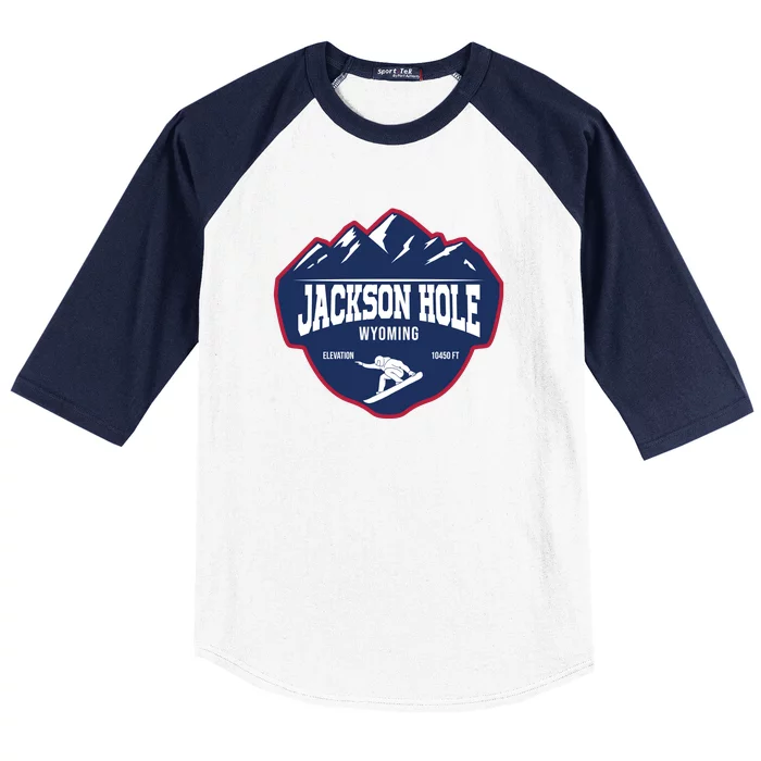 Ski At Jackson Hole Wyoming Baseball Sleeve Shirt