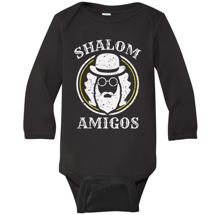 Shalom Amigos Jewish Shabbat Yiddish Hebrew Hanukkah Baby Long Sleeve Bodysuit