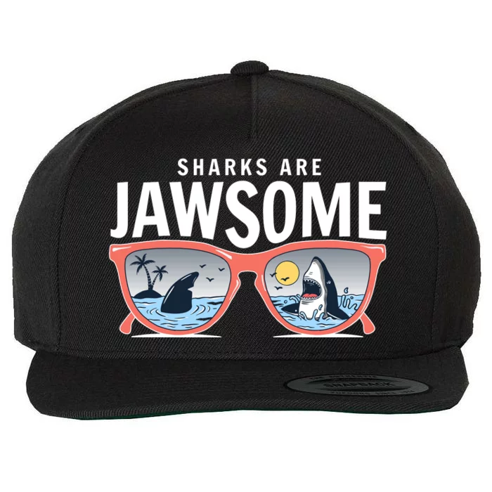 Sharks Are Jawsome Sunglasses Beach Ocean Week Wool Snapback Cap