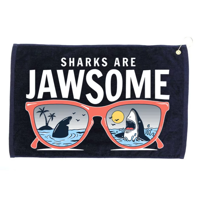 Sharks Are Jawsome Sunglasses Beach Ocean Week Grommeted Golf Towel