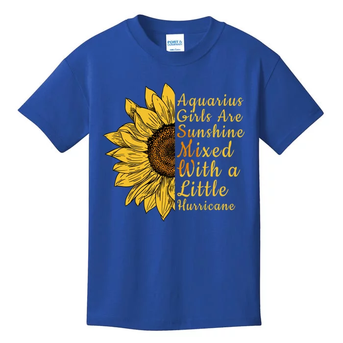 Sunflower Aquarius January And February Birthday Gift Kids T-Shirt