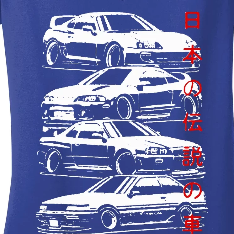 Skyline Automotive Jdm Legend Tuning Car Women's V-Neck T-Shirt